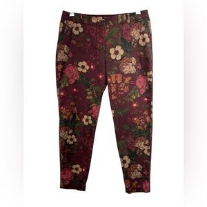 Talbots Floral Burgandy Weekender Pants Womens 10
